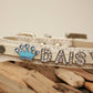 White leather dog collar with blue crown and up to 7 rhinestone letters- some thing blue , Wedding dog collar