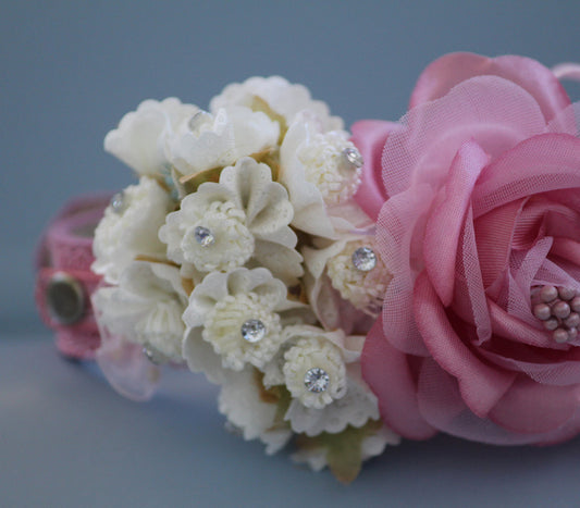 Pink Floral wedding dog collar, beach wedding, floral pink pet wedding, summer , Wedding dog collar