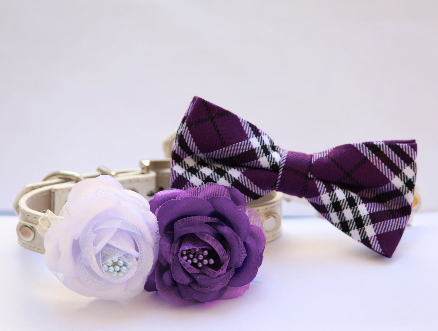 Puprle Dog Collars - Bridesmaid & Best Man - Chic Light lavender and Dark Purple Collars , Wedding dog collar