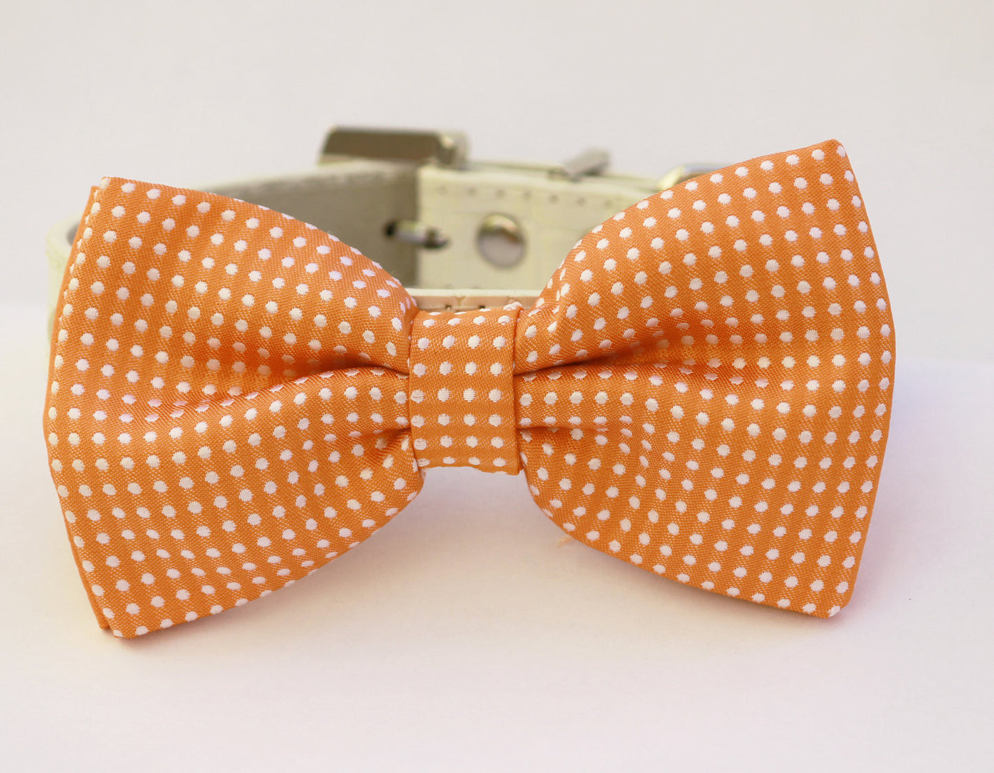 White Orange wedding Dog Collar - Bridesmaid & Best Man - Orange Wedding Accessory, Dog Bow tie , Wedding dog collar