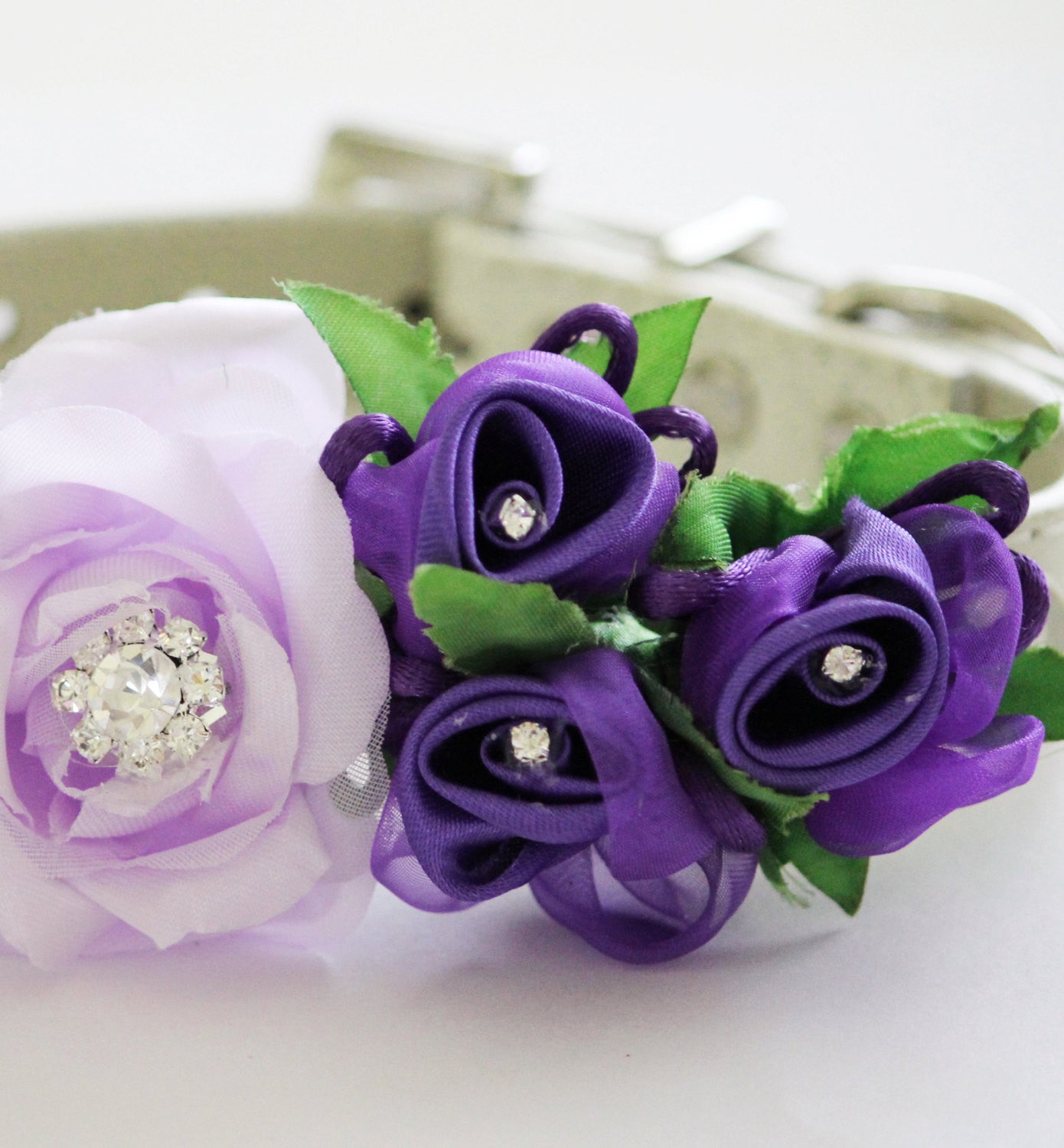 Lavender Dark Purple Wedding Floral dog collar, Wedding Dog Accessory , Wedding dog collar