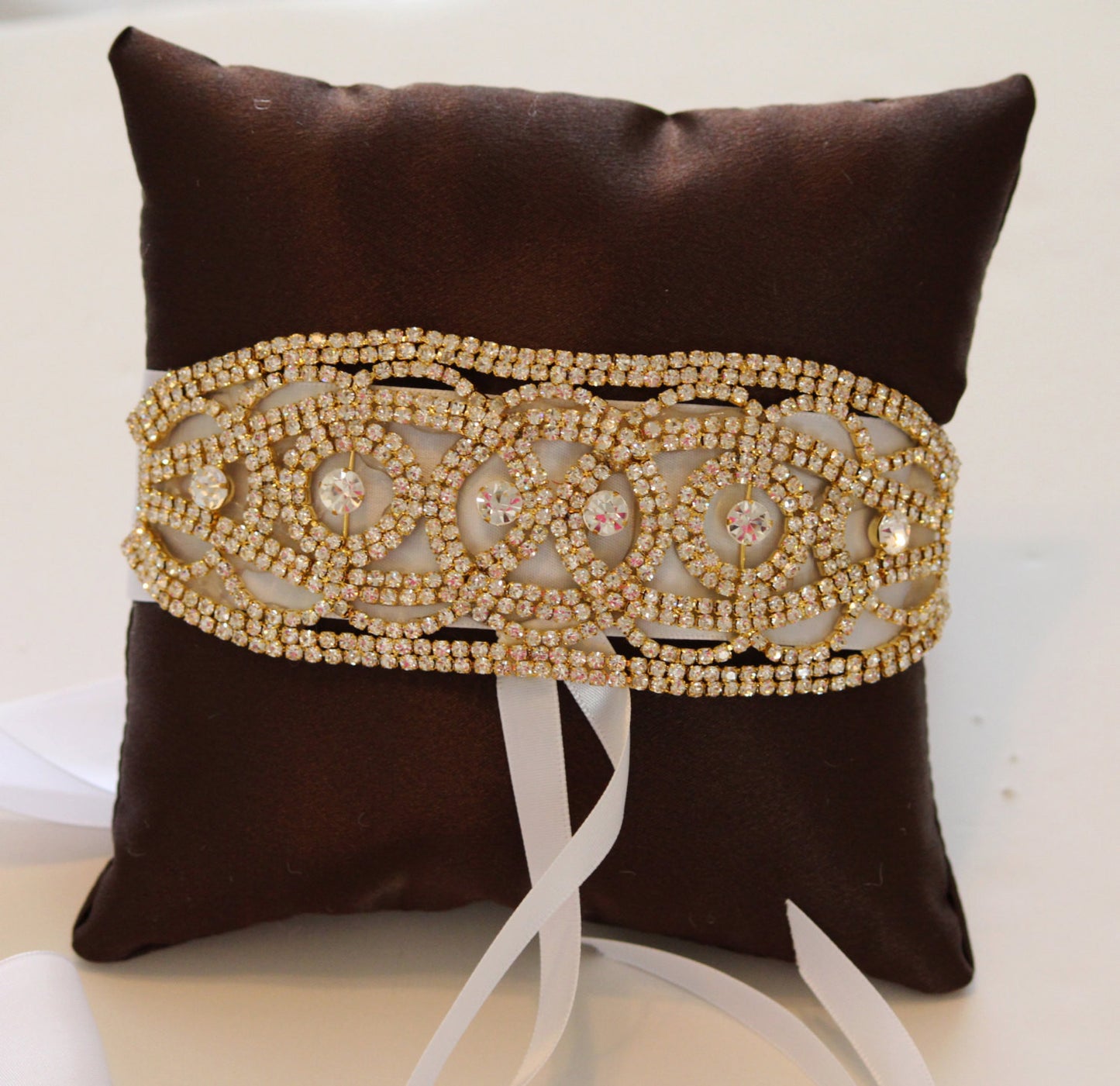 Brown Gold Ring Pillow for Dogs, Wedding Dog Accessory, Ring Bearer Pillow , Wedding dog collar