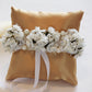 Gold Ring Pillow for Dogs, Ivory White Flowers, Wedding pets Accessory, Bearer , Wedding dog collar