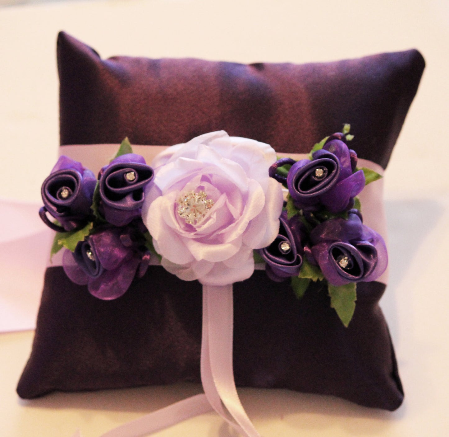 Purple Ring Pillow for Dogs, Floral Ring Bearer pillow Wedding Dog collar , Wedding dog collar