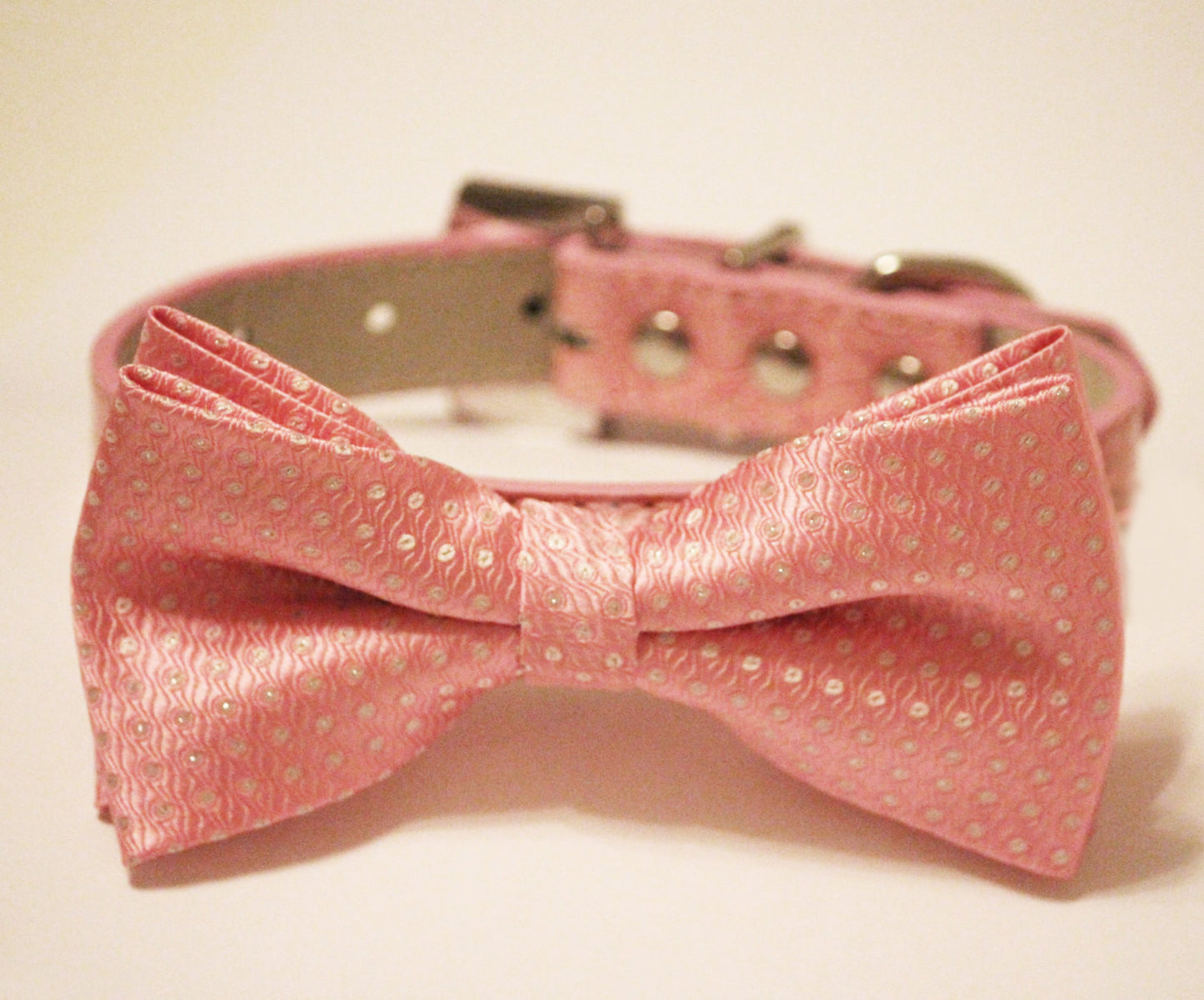 Pink Dog Bow Tie - Pink Dog Bow tie with high quality Pink leather, Chic and Elegent, Wedding Dog Accessory , Wedding dog collar