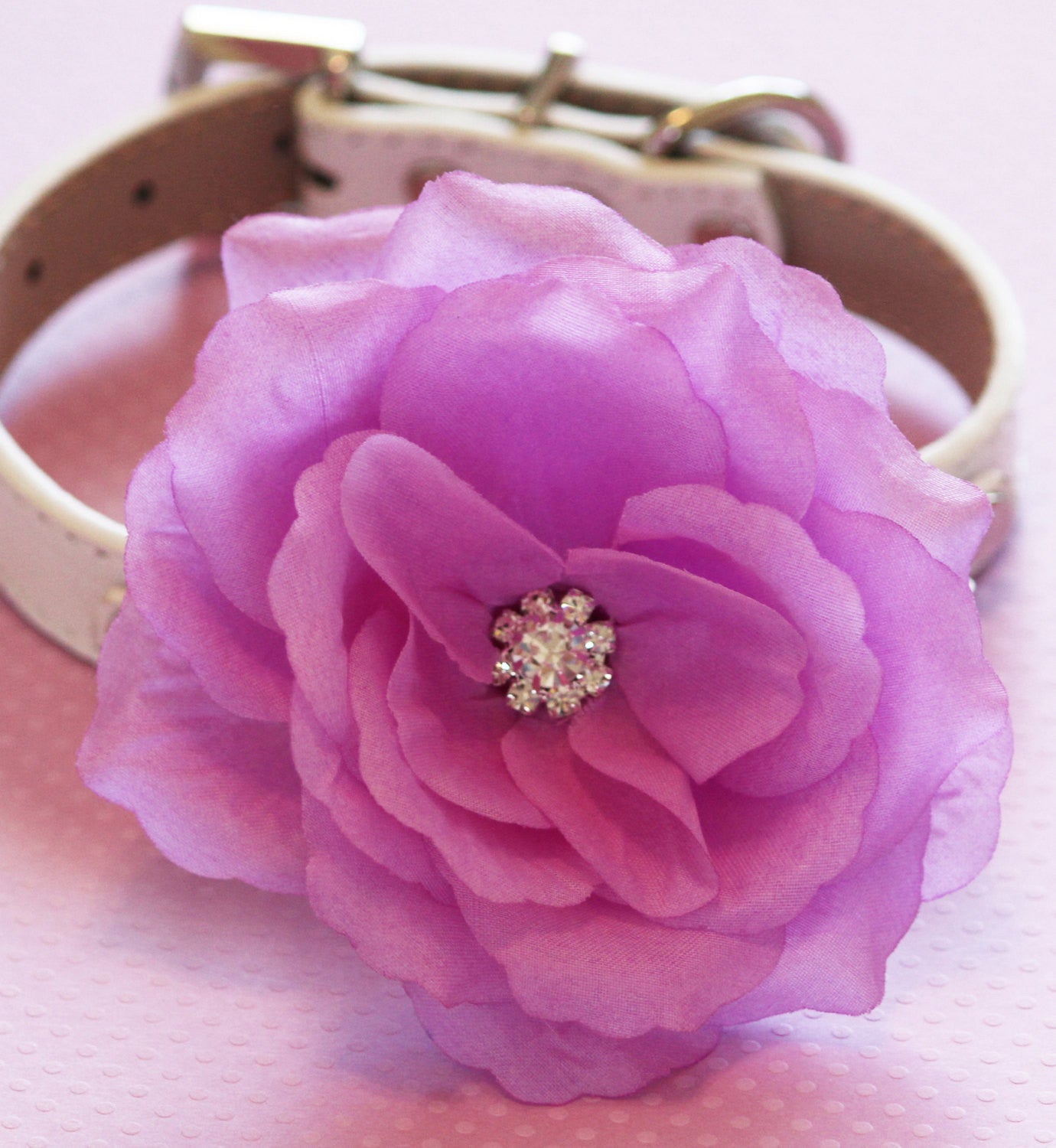 Purple Flora wedding Dog Collar, High Quality leather Collar,  Wedding dog accessory, Spring Wedding,  Xlarge dog collar , Wedding dog collar
