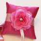 Hot Pink Ring Pillow, Pink Flower on Hot Pink Pillow, Wedding Dog Accessory, Ring Bearer Pillow , Wedding dog collar