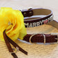 MARRY ME, Dog Collar, Brown Leather dog Collar with Marry me letters and Yellow Flower ,Proposal Idea , Wedding dog collar