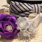 Black Silver Purple wedding Dog two Collars, floral collar and dog bow tie , Wedding dog collar