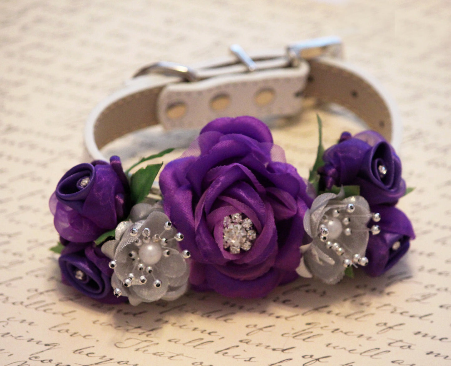 Purple and Silver Wedding Dog Collars, Purple wedding accessory , Wedding dog collar