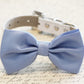 Blue Dog Bow Tie , High quality leather and Fabric, Wedding Dog Collar-Blue wedding accessory. Sky , Wedding dog collar