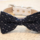 Navy Blue Dog Bow Tie -High quality leather and Fabric- Navy Wedding accessory, Navy Blue, Cute wedding gift , Wedding dog collar