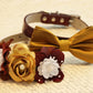 Gold and Brown Dog 2 Collars, Floral and Bow tie, Pets Wedding accessory, Elegantly , Wedding dog collar