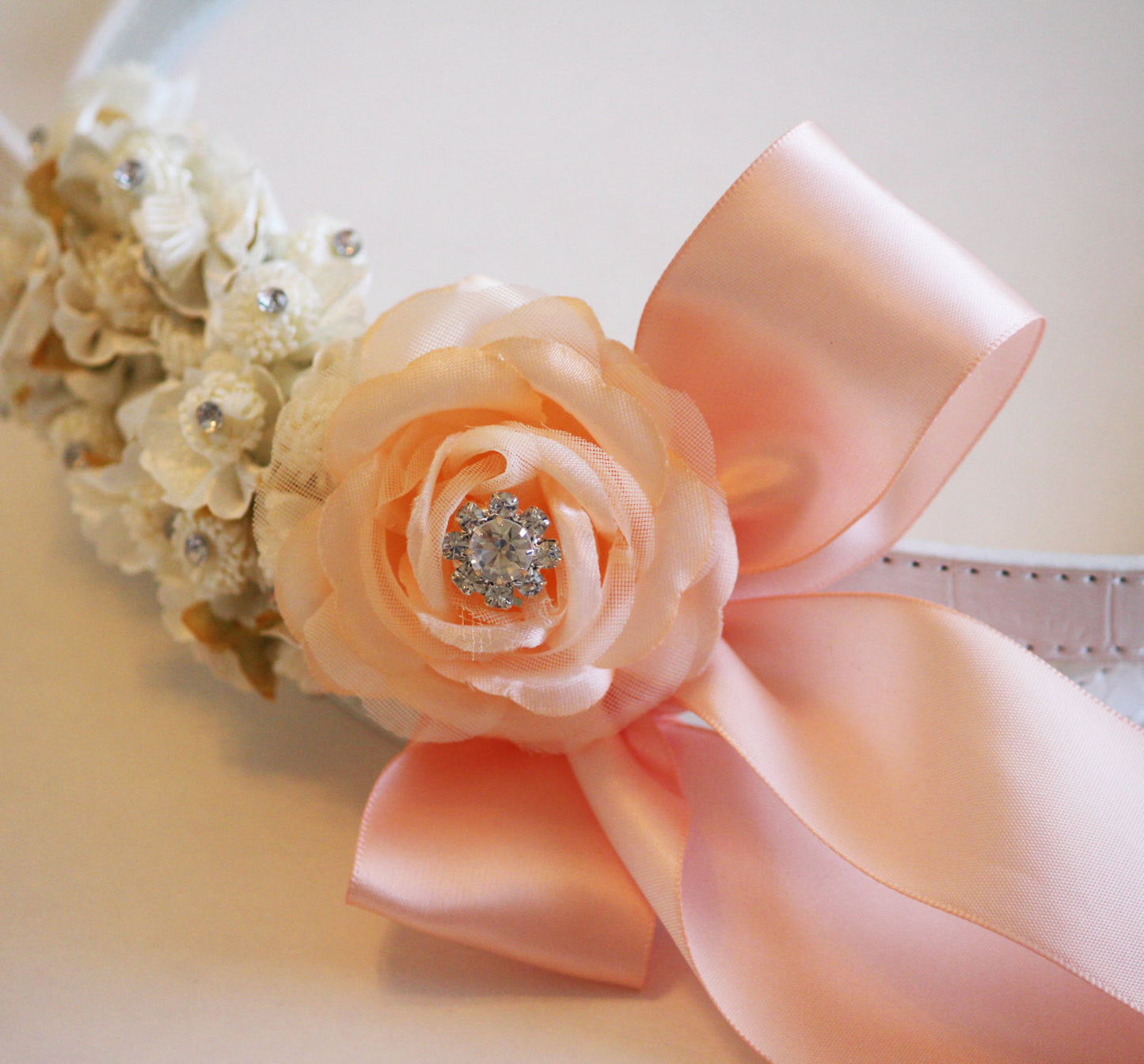 Peach Floral dog Leash, Wedding accessory, High quality Leather, Peach wedding accessory, Dog Leash , Wedding dog collar