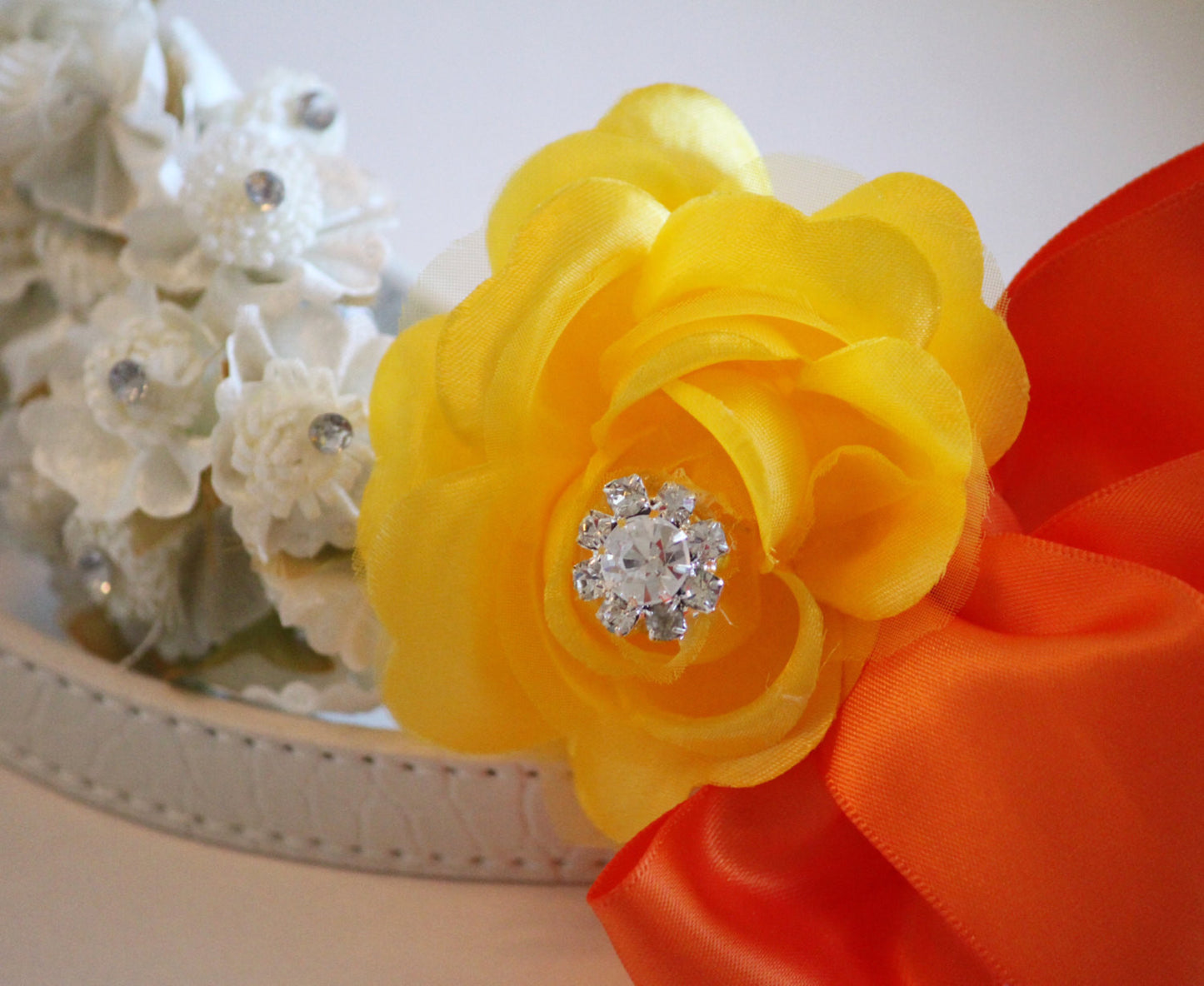 Yellow orange wedding dog Leash, Wedding accessory, High quality Leather, Spring wedding accessory, Dog Leash , Wedding dog collar