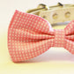 Pink Polka dots dog Bow tie, Pink Pink Dog Bow Tie with high quality white leather collar, , Cute Dog Bowtie, Wedding acceossry , Wedding dog collar