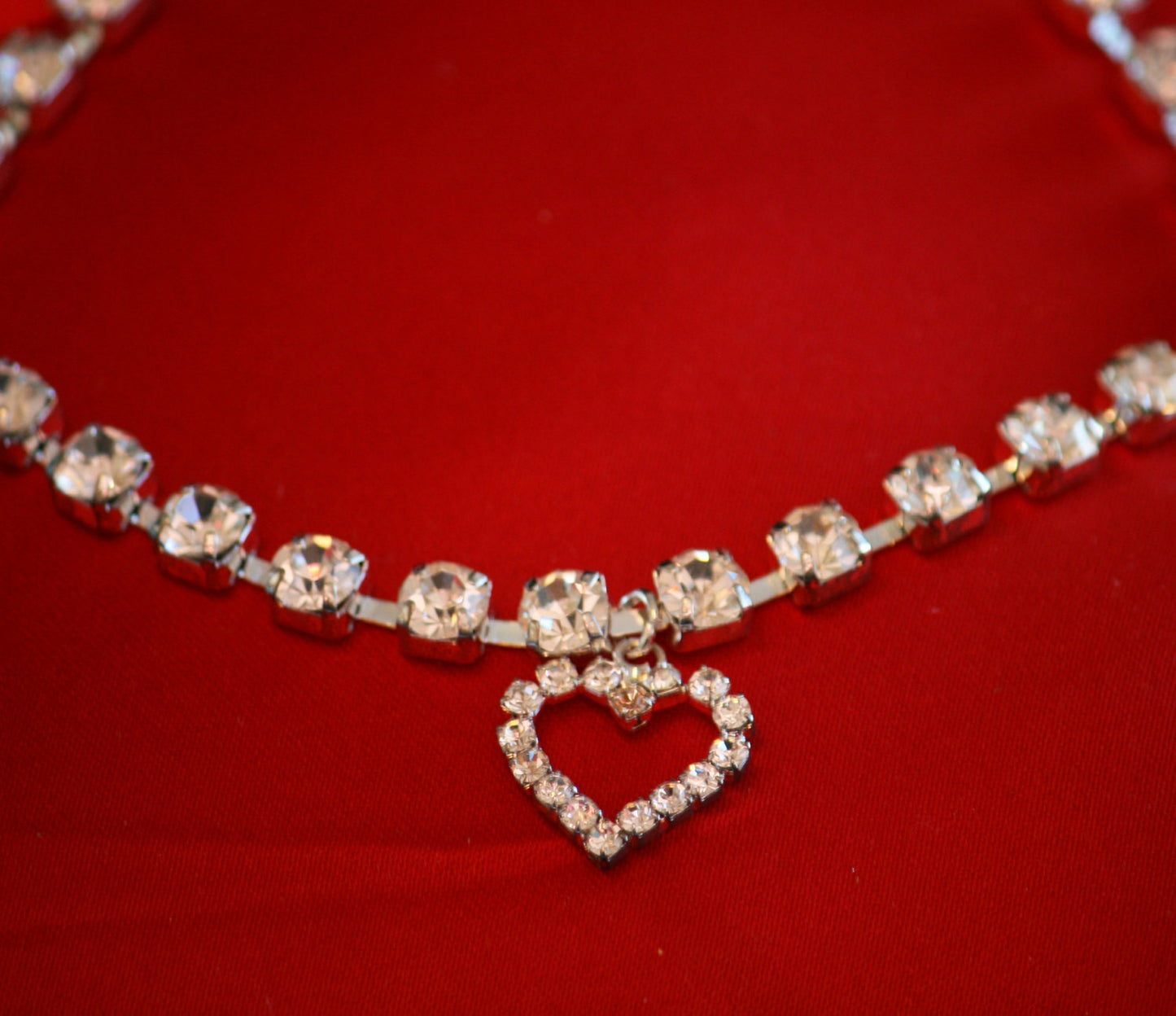 Dog jewelry- Rhinestone Pet wedding accessories, Dog jewelry with charm, Heart Charm. Cat jewelry , Wedding dog collar