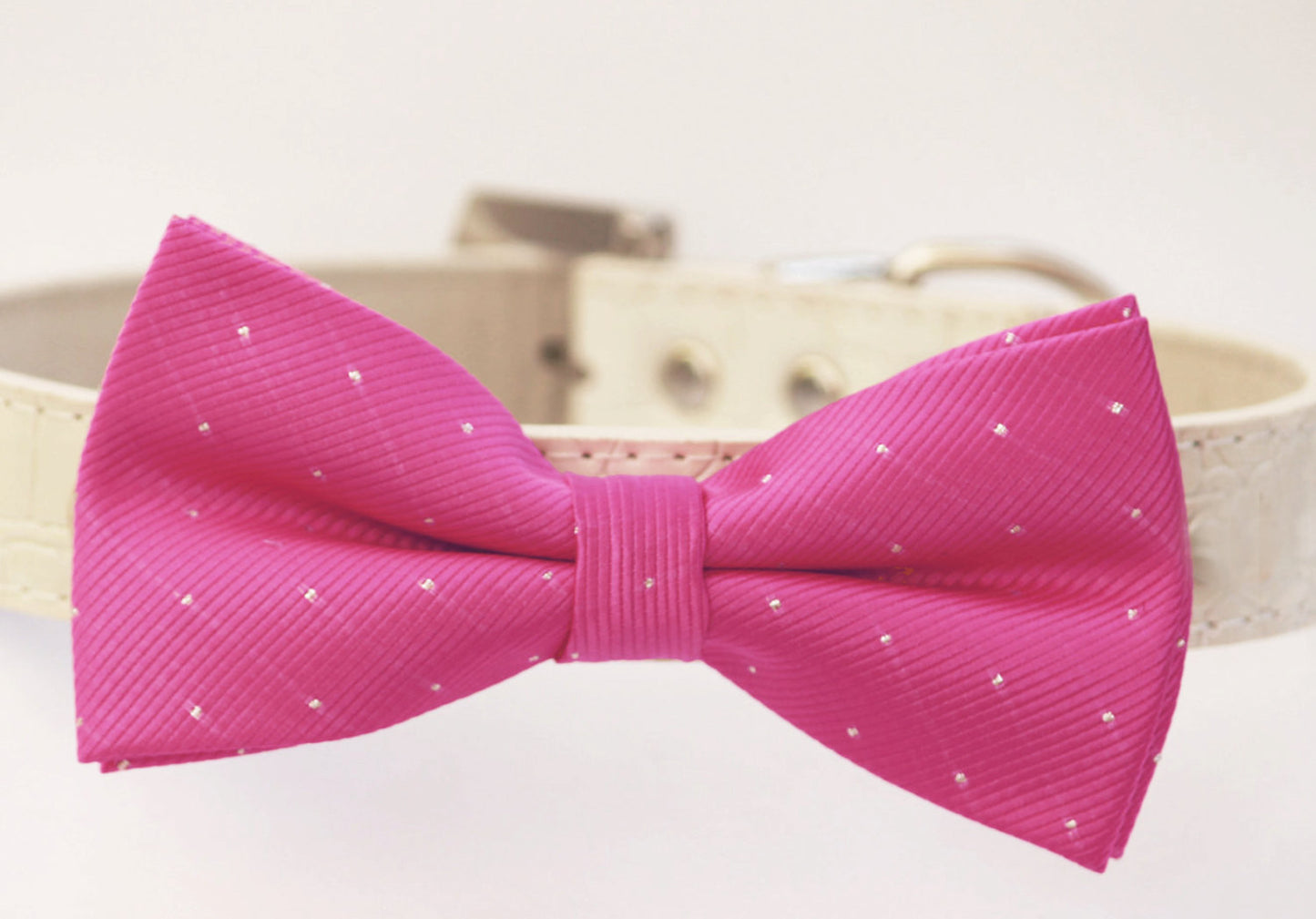 Hot Pink Dog Bow Tie, High quality Leather, Pink wedding accessoy , Wedding dog collar
