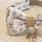 Gray Lace Burlap Dog ring bearer, Rustic, Bohemian, Proposal , Wedding dog collar