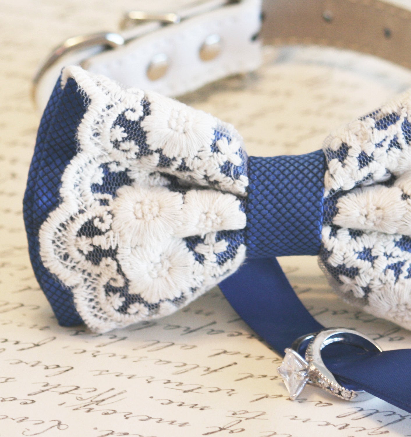 Royal blue Dog Bow Tie, Dog ring bearer, Pet Wedding accessory , Wedding dog collar