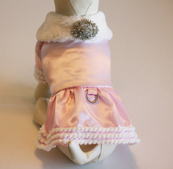 Pink Dog Dress Winter Coat For Small To Medium Dogs Chic Pet Wedding Accessory Dog Clothing Gift