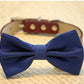 Royal Blue dog bow tie high quality leather and fabric, Blue Wedding pet collar , Wedding dog collar