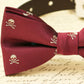 Burgundy dog bow tie, Skull bow tie attached to collar, Halloween, Skull , Wedding dog collar
