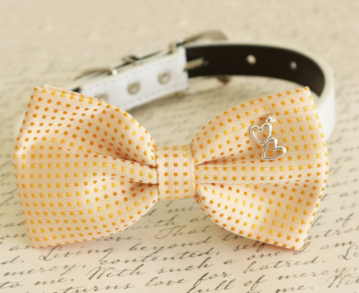 Cream Dog Bow tie collar, pet wedding accessory , Wedding dog collar