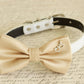 Champagne Dog Bow tie, Bow attached to dog collar , Wedding dog collar