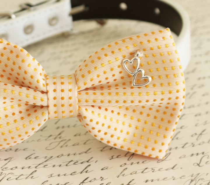 Cream Dog Bow tie collar, pet wedding accessory , Wedding dog collar