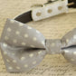 Silver Dog Bow Tie, bow attached to dog collar, Pet wedding accessory , Wedding dog collar