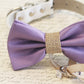 Lavender and burlap Dog Bow Tie, Dog ring bearer, Pet Wedding accessory , Wedding dog collar