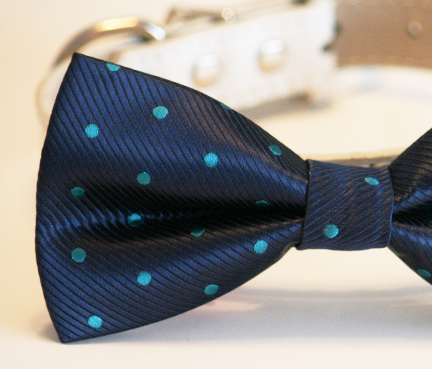 Navy Dog Bow Tie Polka dots wedding collar, Dog Lovers, Navy Tiffany blue wedding , Wedding dog collar