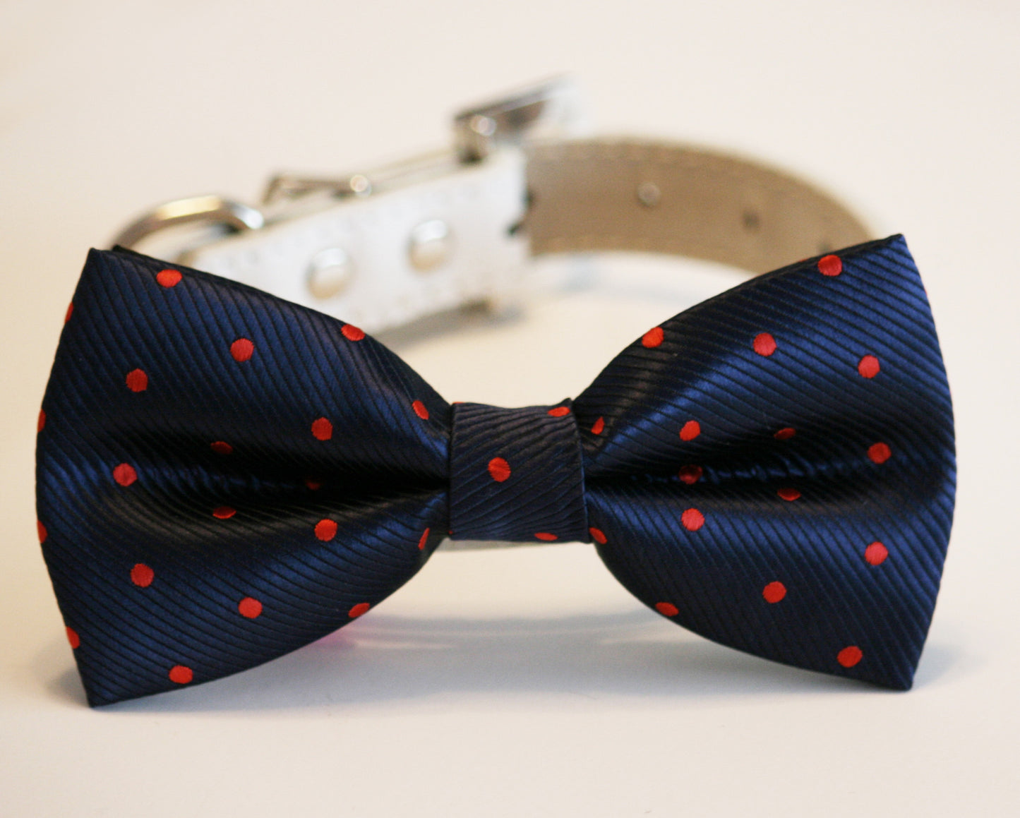 Navy and Red Dog Bow Tie, Polka dots Navy wedding, Dog birthday gift , Wedding dog collar