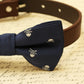 Navy Skull dog bow tie attached to collar, Halloween accessory, Navy bow tie , Wedding dog collar