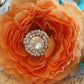 Pastel Orange Peony and Aqua Floral Dog Collar, Pet Wedding Accessory , Wedding dog collar