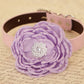 Lavender Flower dog collar, Pearl beaded flower, Lilac adjustable leather collar , Wedding proposal dog collar, flower girl collar