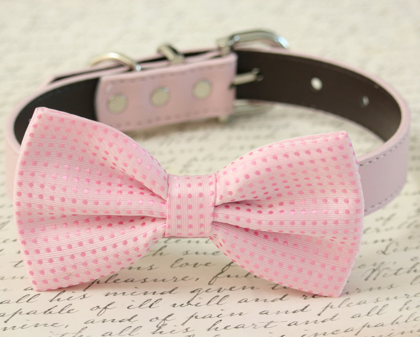 Pink Dog Bow Tie Collar, Polka dots, pink wedding ideas , Wedding dog collar