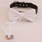 White bow tie collar Leather collar Dog ring bearer ring bearer adjustable handmade XS to XXL collar bow, Puppy, Proposal , Wedding dog collar